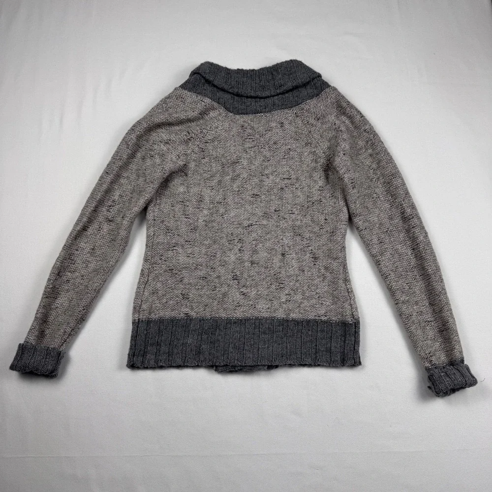 BKE Cardigan Sweater Women L Grey Wool Alpaca OtherBlend Shawl Collar Cable Knit